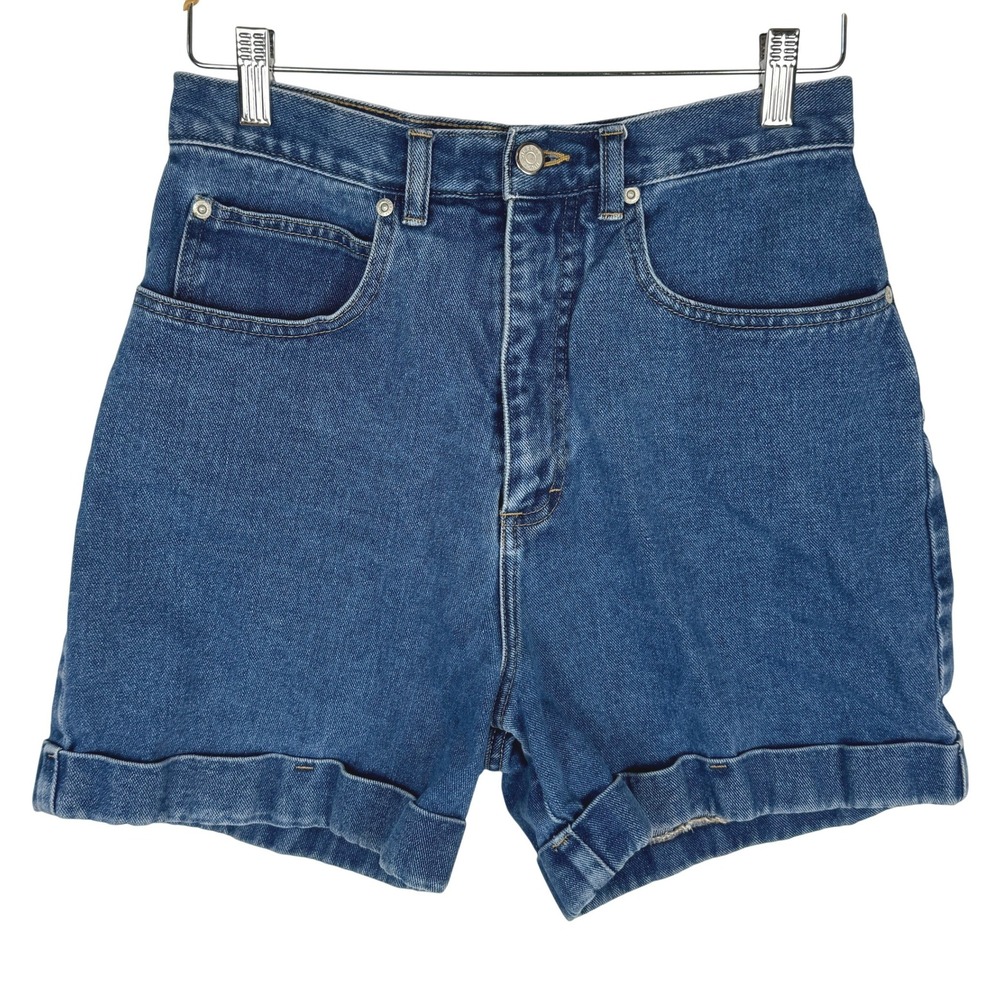 High Sierra Vintage 90s High Waisted Cuffed Denim Shorts Blue Womens Size 12